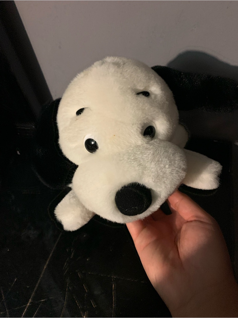 VTG 1973 Dakin 10” Drooper Dog  Black And White Stuffed Animal Plush Vintage